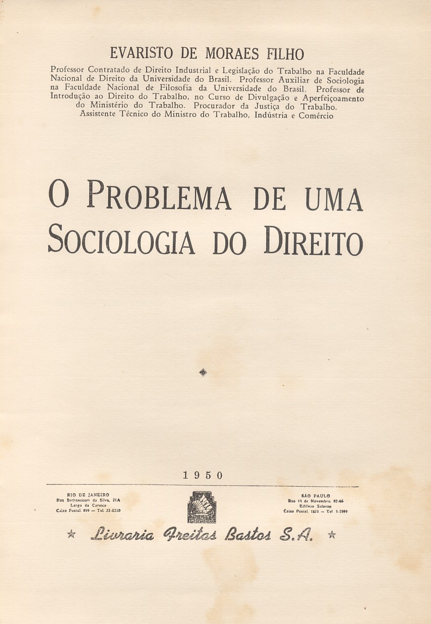 O Problema de Uma Sociologia do Direito, 1950